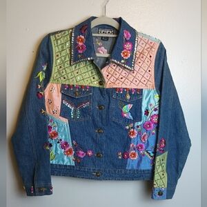 Berek 2 Women's Jean Jacket Silk Embellished Medium